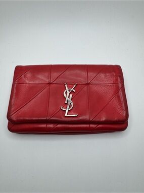 Saint Laurent Jamie Red Lambskin Leather Clutch / Pouch
